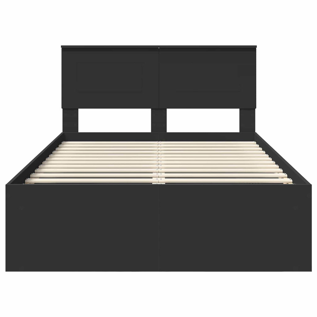 vidaXL Ramka łóżka Czarny 135 x 190 cm Materiał drewnopochodny