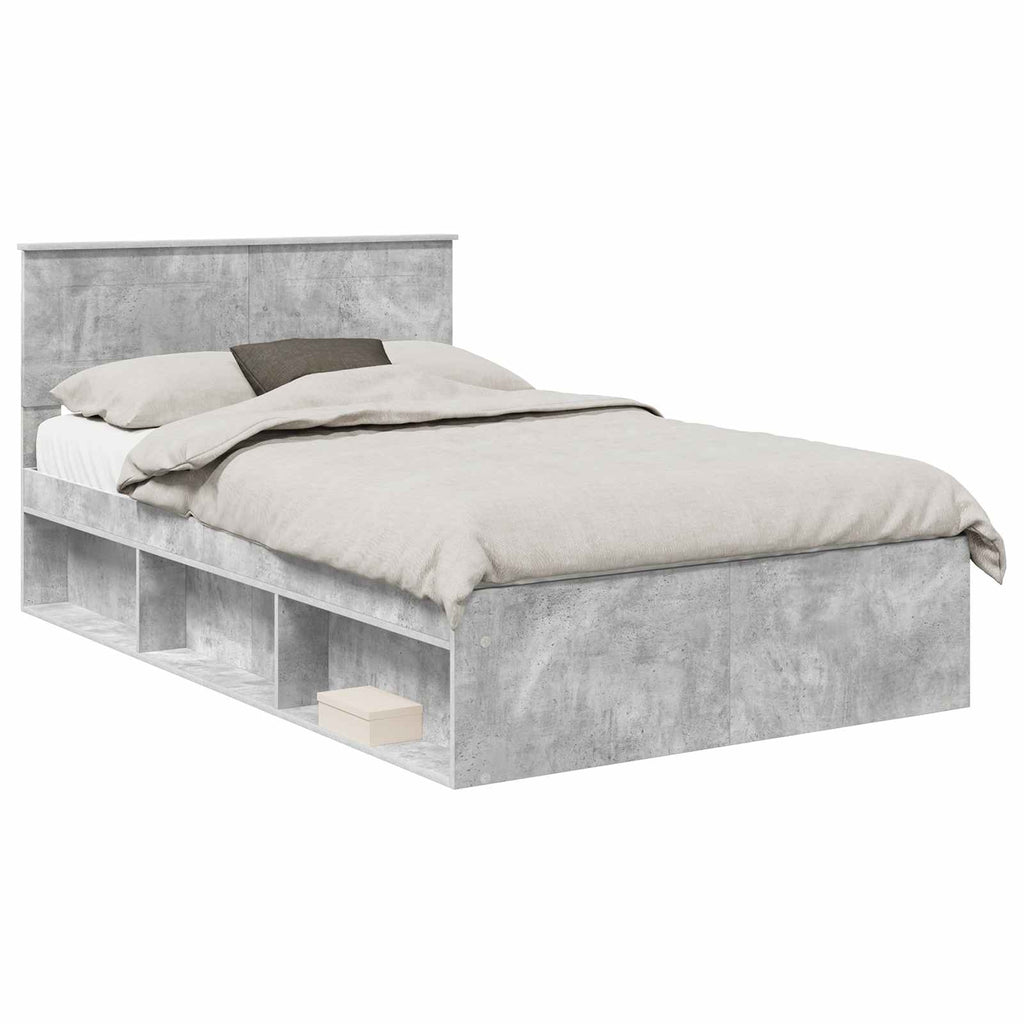 vidaXL Ramka łóżka Szary beton 135 x 190 cm Materiał drewnopochodny