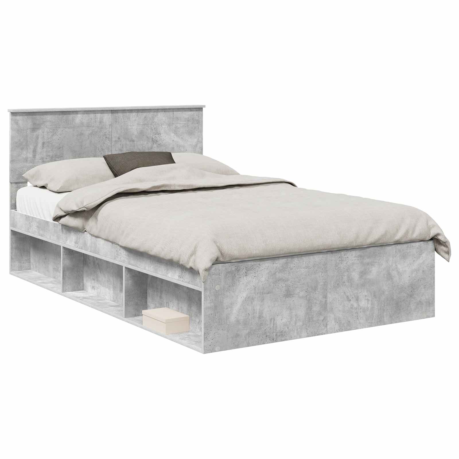 vidaXL Ramka łóżka Szary beton 135 x 190 cm Materiał drewnopochodny