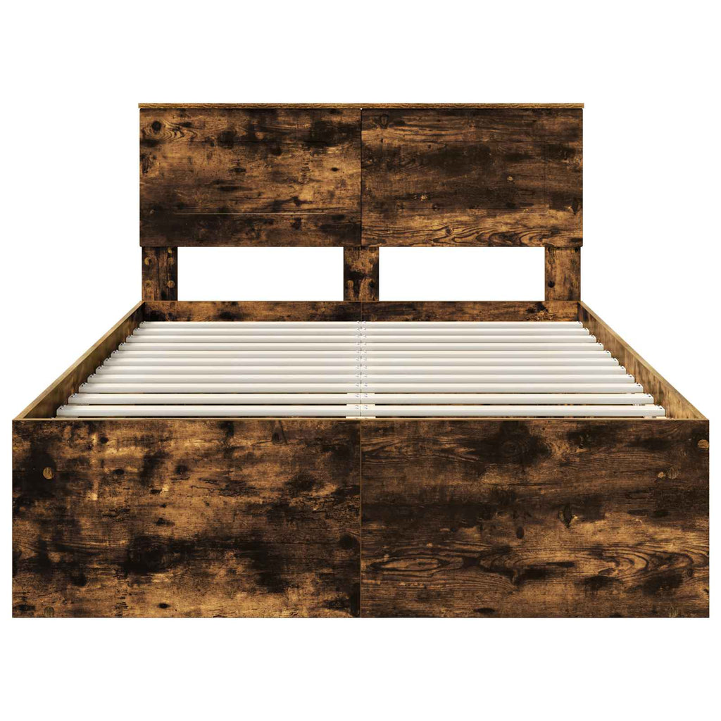 vidaXL Ramka łóżka Dąb wędzony 135 x 190 cm Materiał drewnopochodny