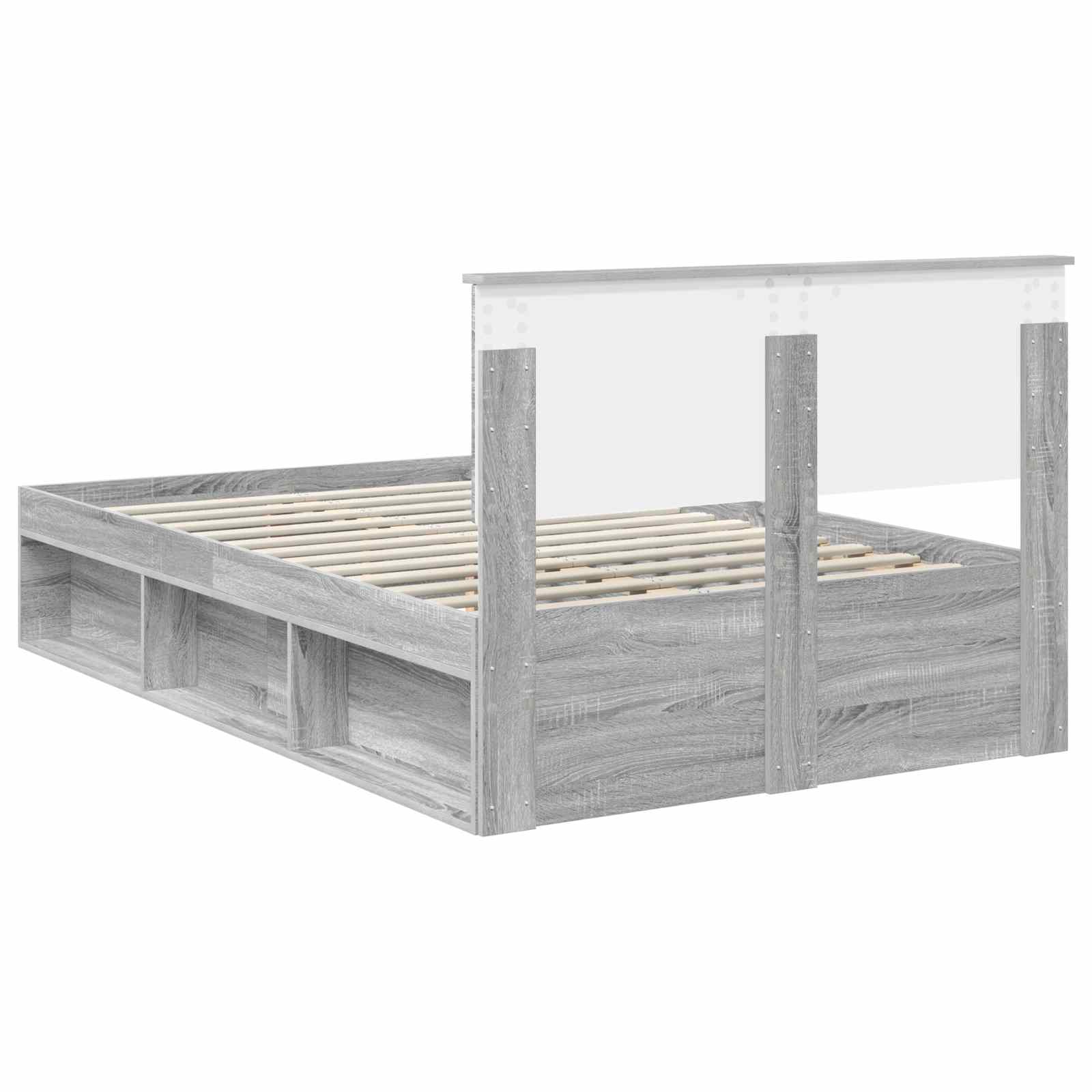vidaXL Ramka łóżka Szary Sonoma 135 x 190 cm Materiał drewnopochodny