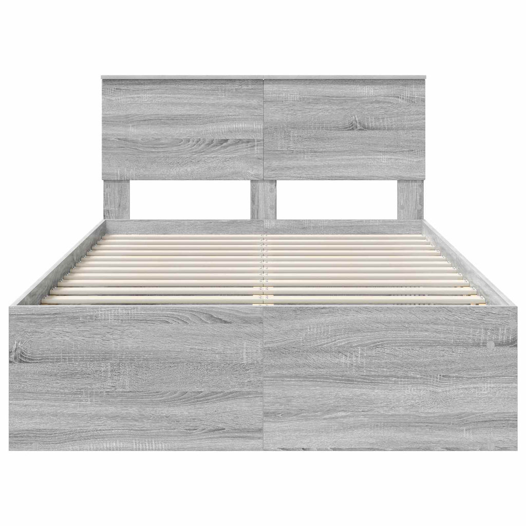 vidaXL Ramka łóżka Szary Sonoma 135 x 190 cm Materiał drewnopochodny
