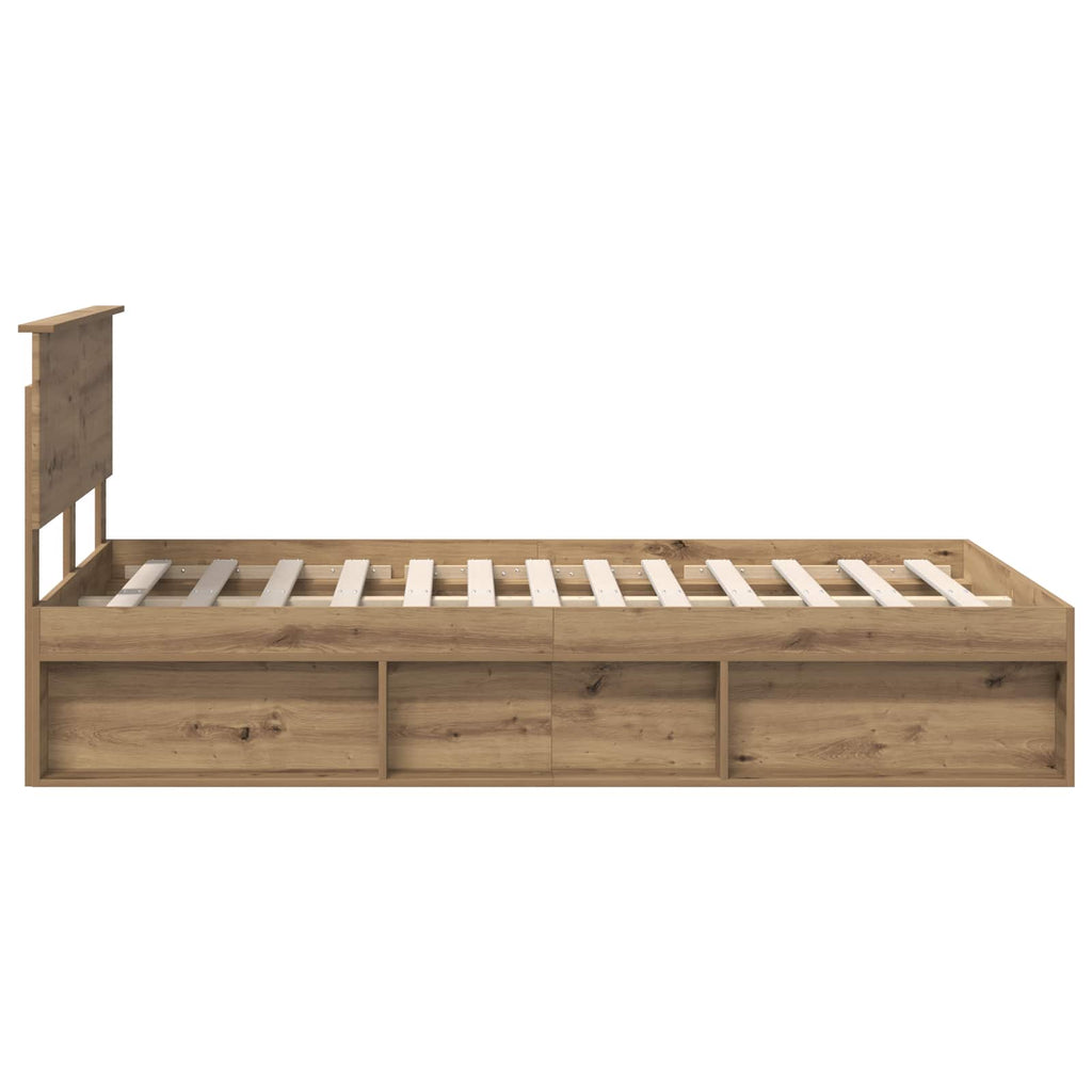 vidaXL Ramka łóżka Z zagłówkiem Dąb rzemieślniczy 135 x 190 cm