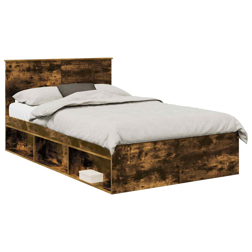 vidaXL Ramka łóżka Dąb wędzony 120 x 190 cm Materiał drewnopochodny