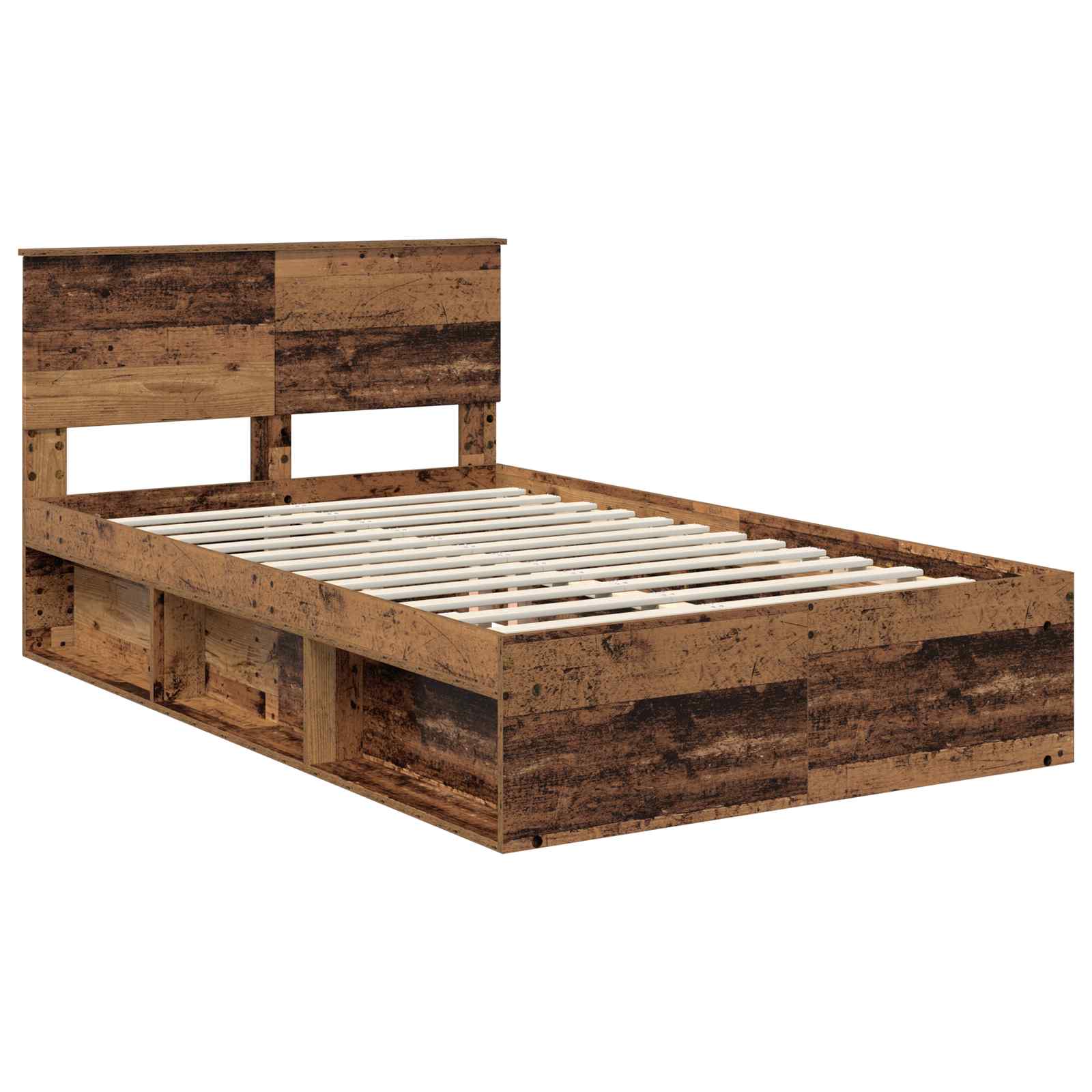 vidaXL Ramka łóżka Stare drewno 120 x 190 cm Materiał drewnopochodny