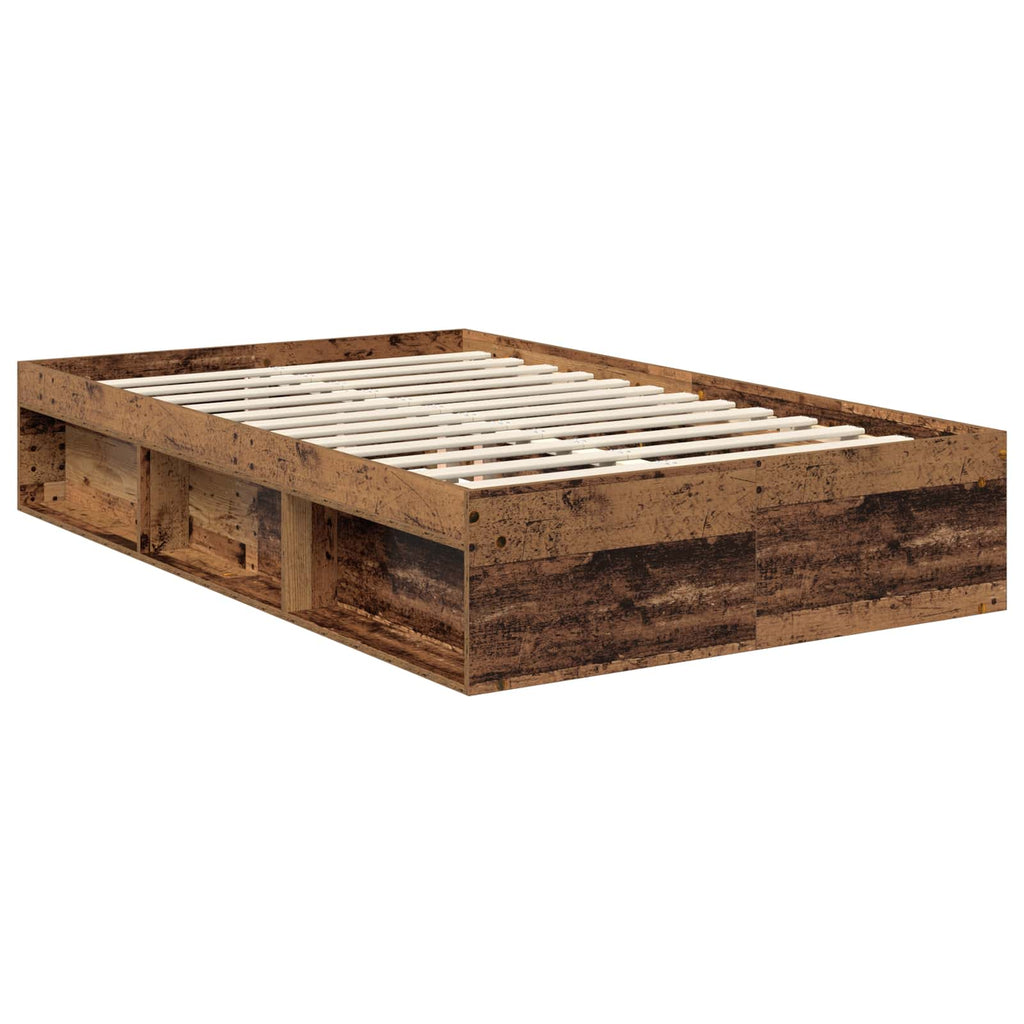 vidaXL Ramka łóżka Stare drewno 120 x 190 cm Materiał drewnopochodny