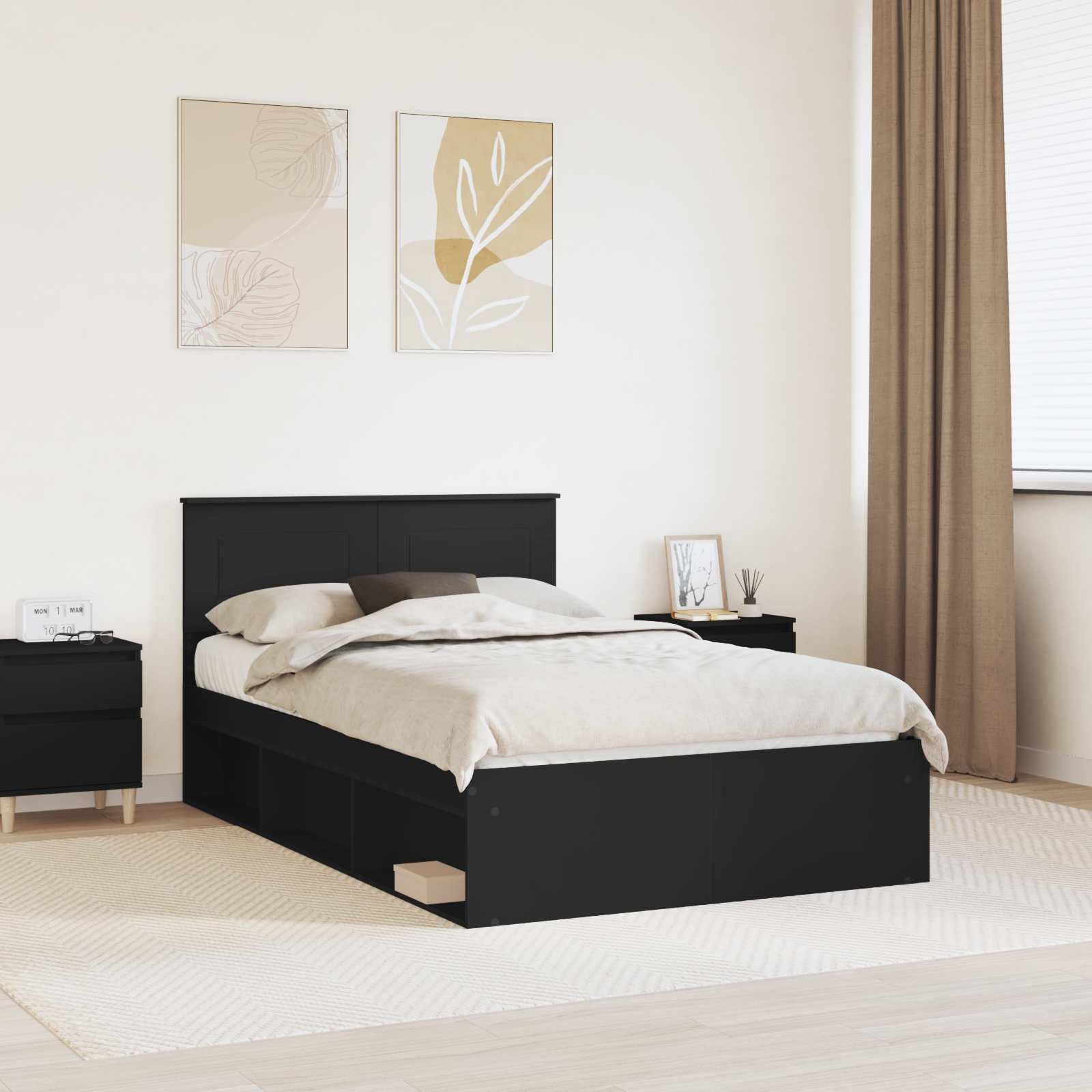 vidaXL Ramka łóżka Czarny 120 x 200 cm Materiał drewnopochodny