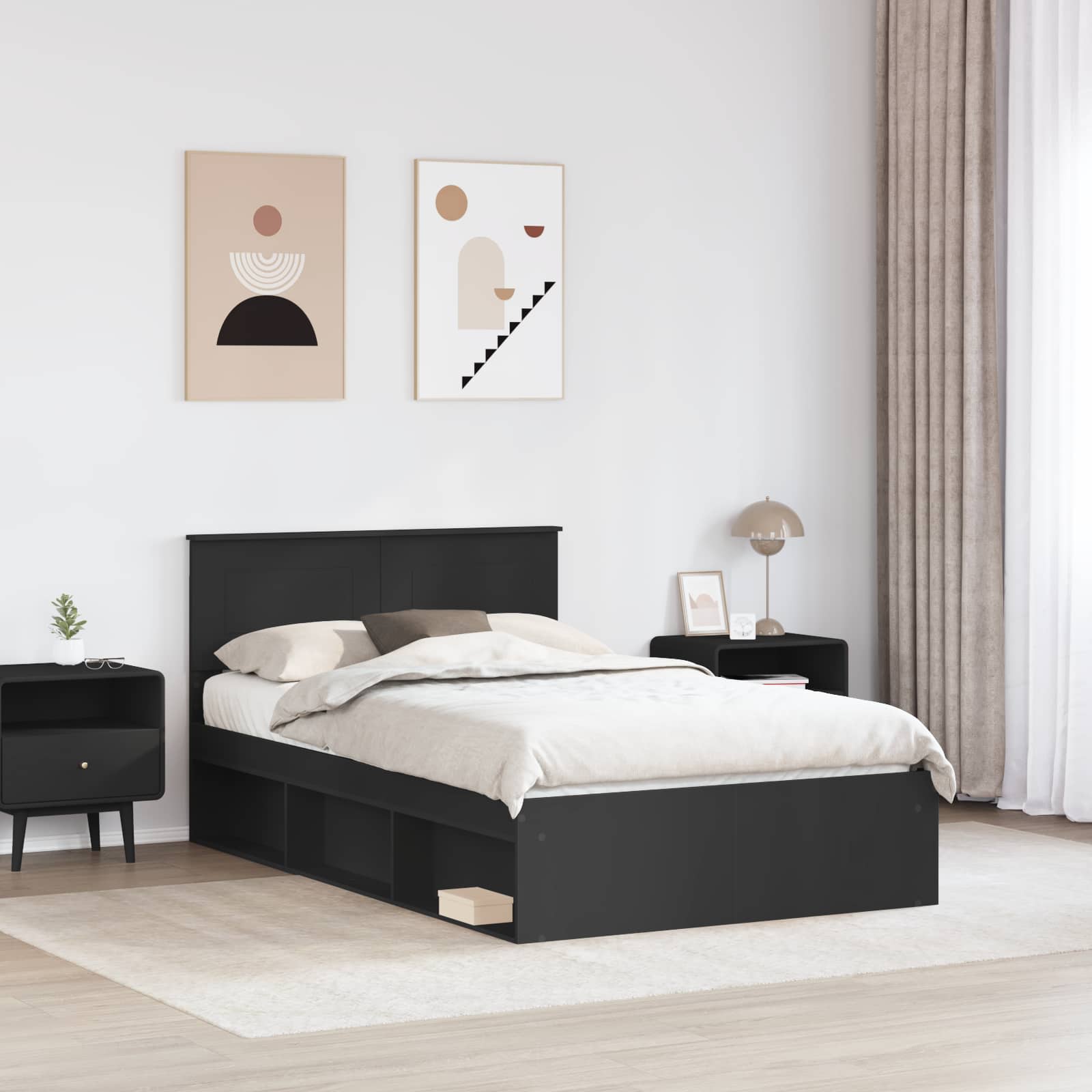 vidaXL Ramka łóżka Czarny 120 x 200 cm Materiał drewnopochodny