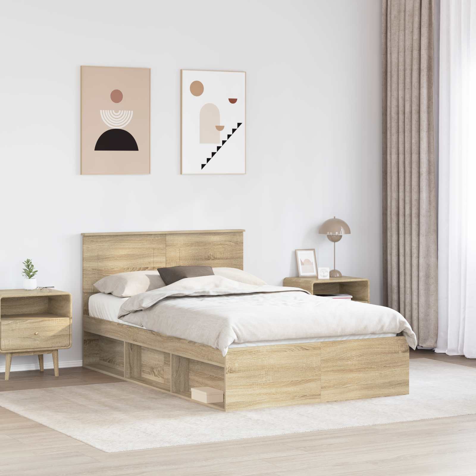vidaXL Ramka łóżka Sonoma 120 x 200 cm Materiał drewnopochodny