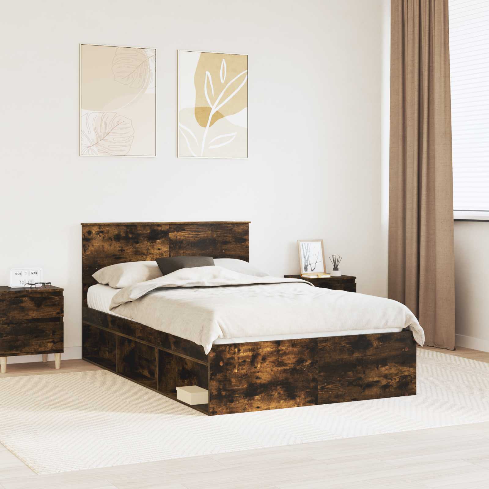 vidaXL Ramka łóżka Dąb wędzony 120 x 200 cm Materiał drewnopochodny