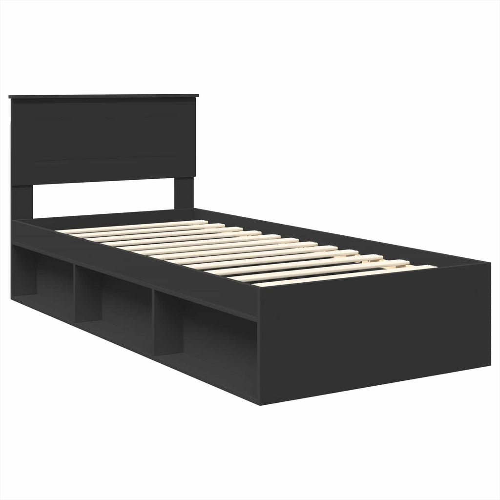 vidaXL Ramka łóżka Czarny 100 x 200 cm Materiał drewnopochodny