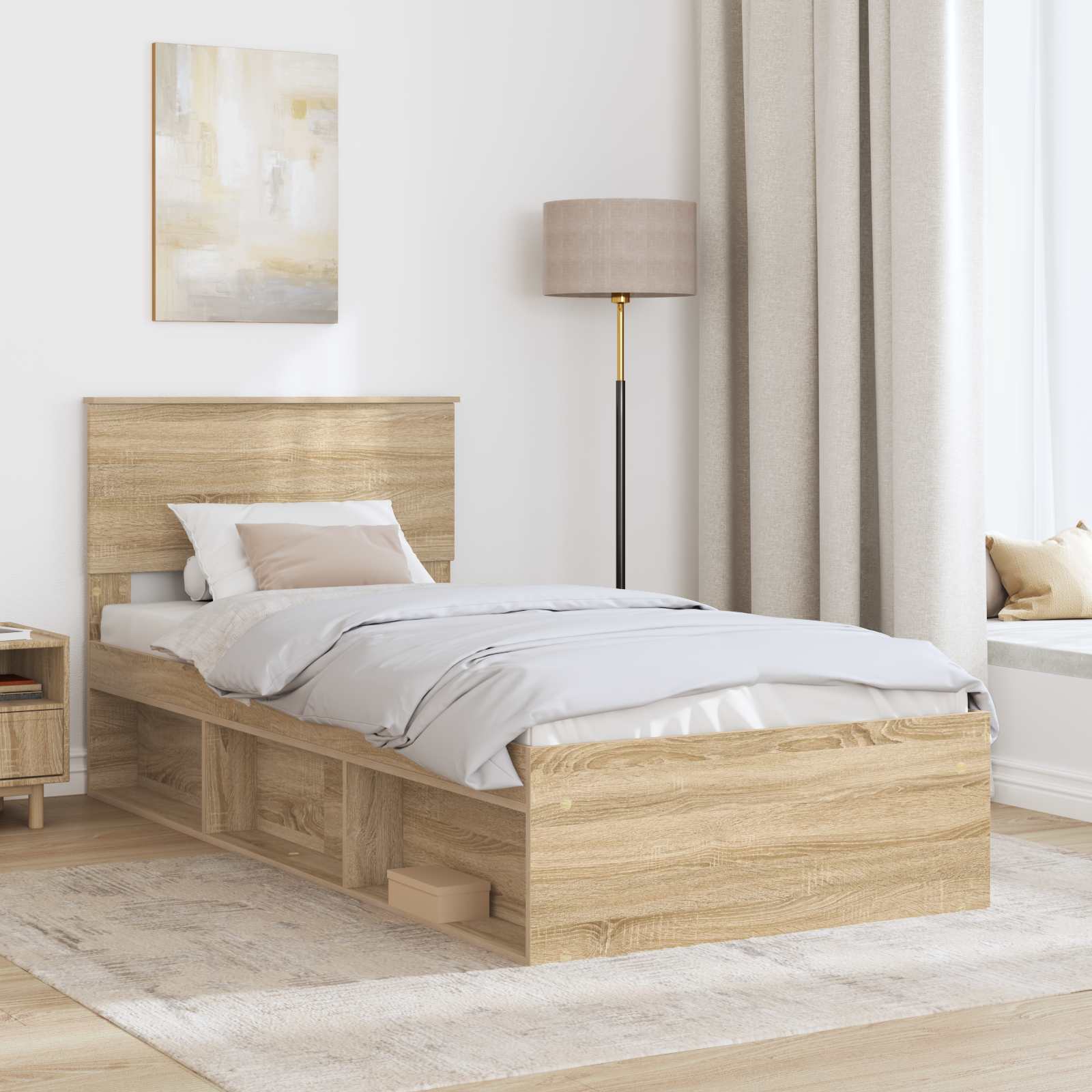 vidaXL Ramka łóżka Sonoma 100 x 200 cm Materiał drewnopochodny