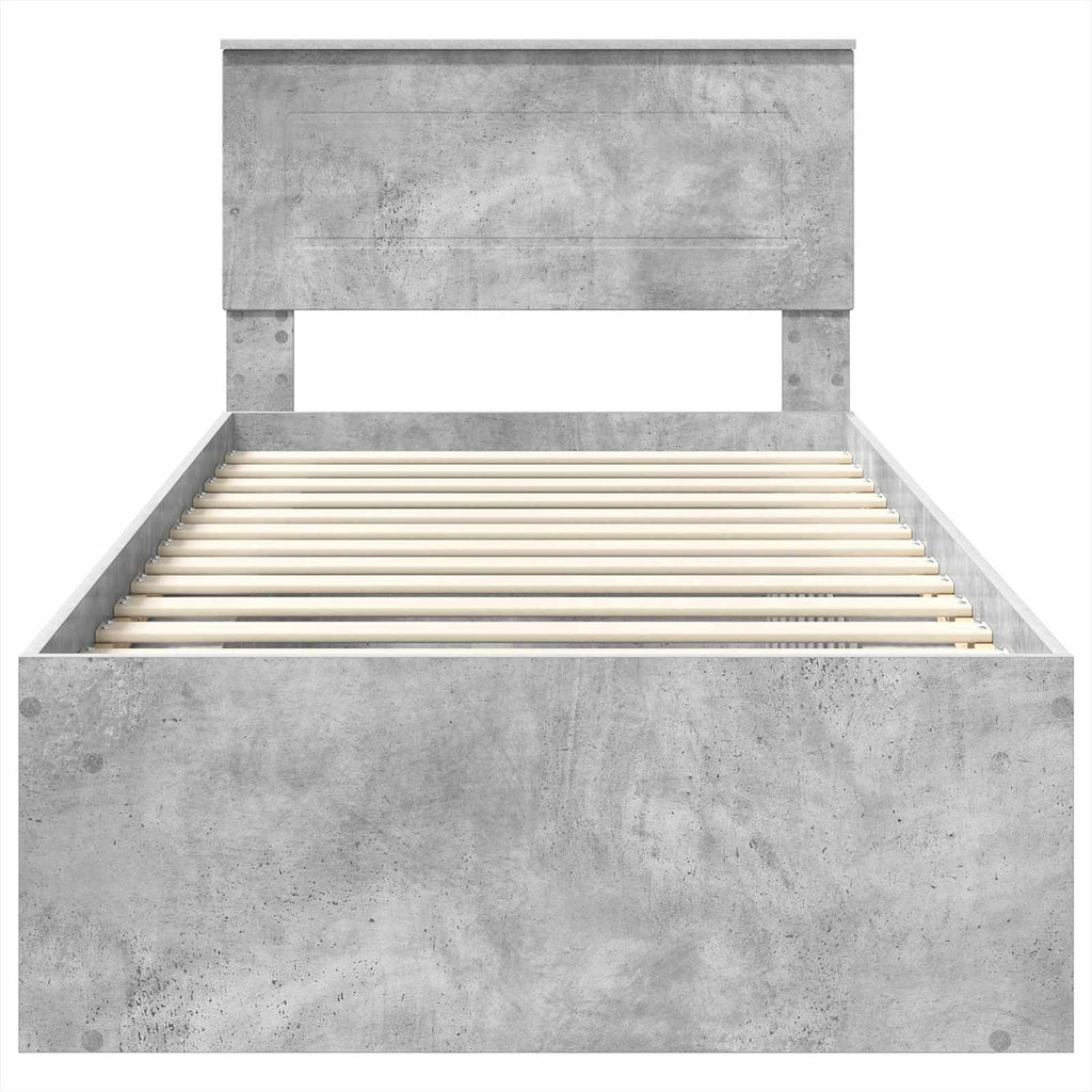 vidaXL Ramka łóżka Szary beton 100 x 200 cm Materiał drewnopochodny