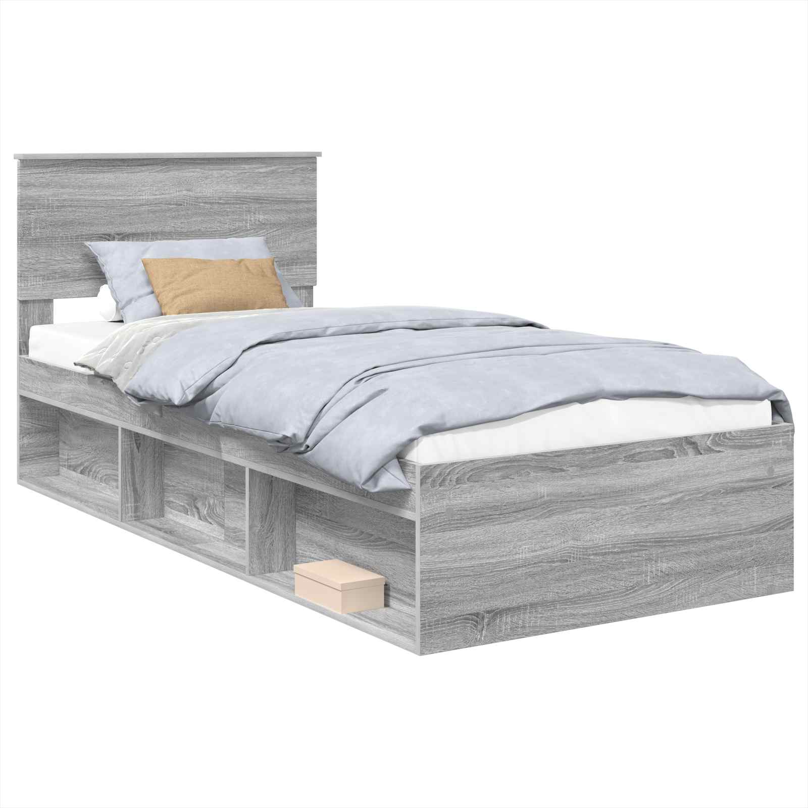 vidaXL Ramka łóżka Szary Sonoma 100 x 200 cm Materiał drewnopochodny