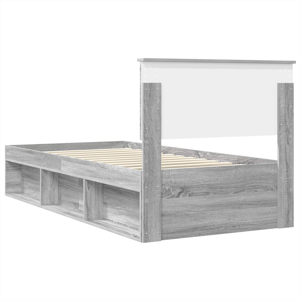 vidaXL Ramka łóżka Szary Sonoma 100 x 200 cm Materiał drewnopochodny