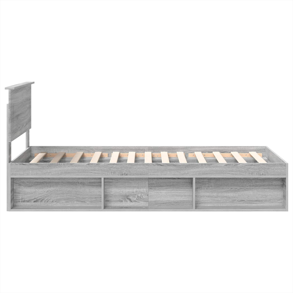 vidaXL Ramka łóżka Szary Sonoma 100 x 200 cm Materiał drewnopochodny