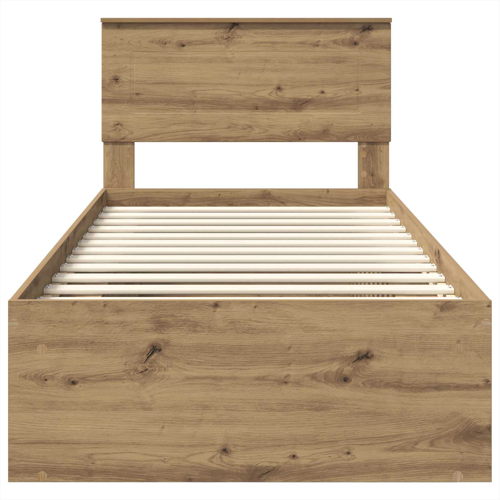 vidaXL Ramka łóżka Z zagłówkiem Dąb rzemieślniczy 100 x 200 cm