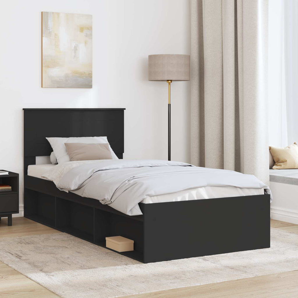 vidaXL Ramka łóżka Czarny 90 x 190 cm Materiał drewnopochodny