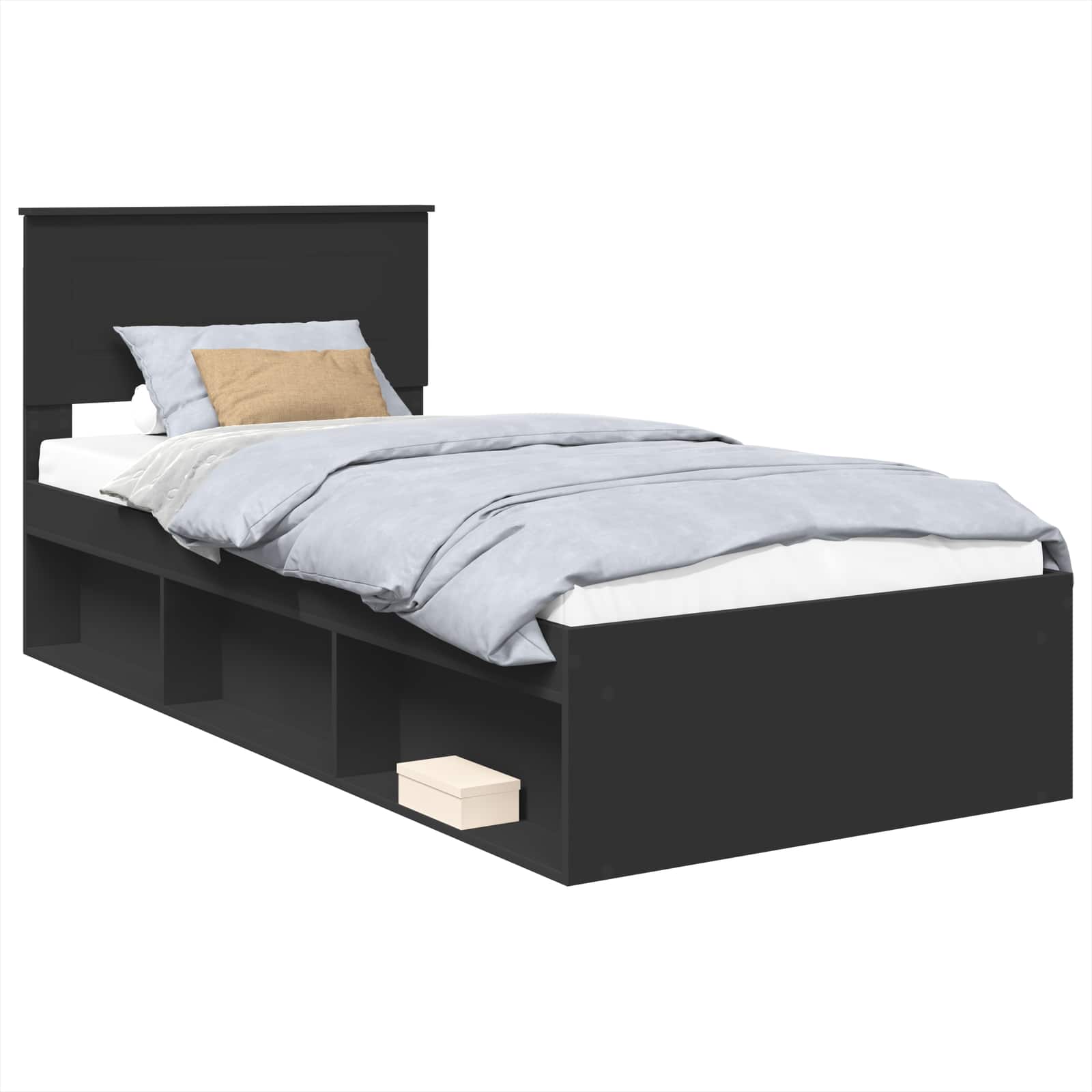 vidaXL Ramka łóżka Czarny 90 x 190 cm Materiał drewnopochodny