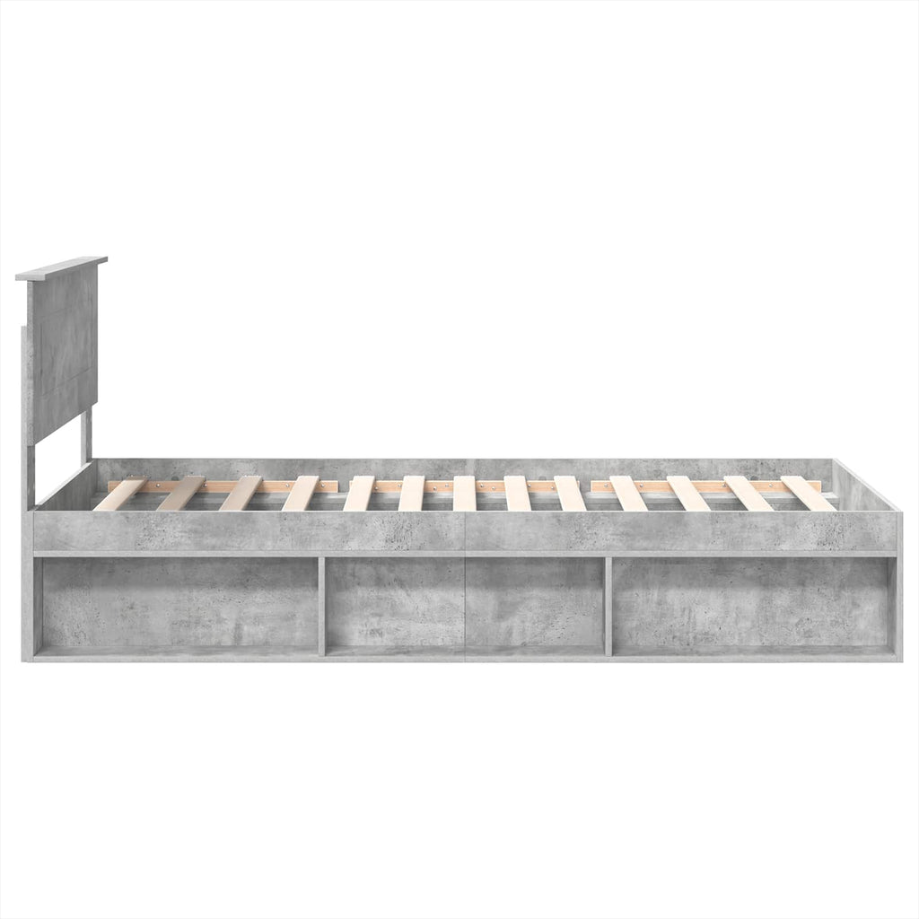 vidaXL Ramka łóżka Szary beton 90 x 190 cm Materiał drewnopochodny