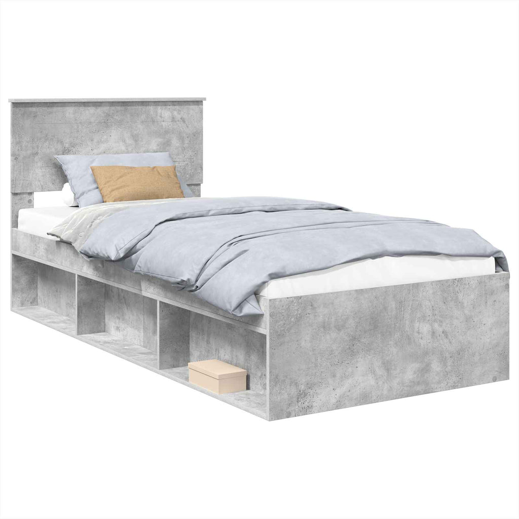 vidaXL Ramka łóżka Betonowy 90 x 200 cm Materiał drewnopochodny
