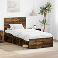 vidaXL Ramka łóżka Dąb wędzony 90 x 200 cm Materiał drewnopochodny