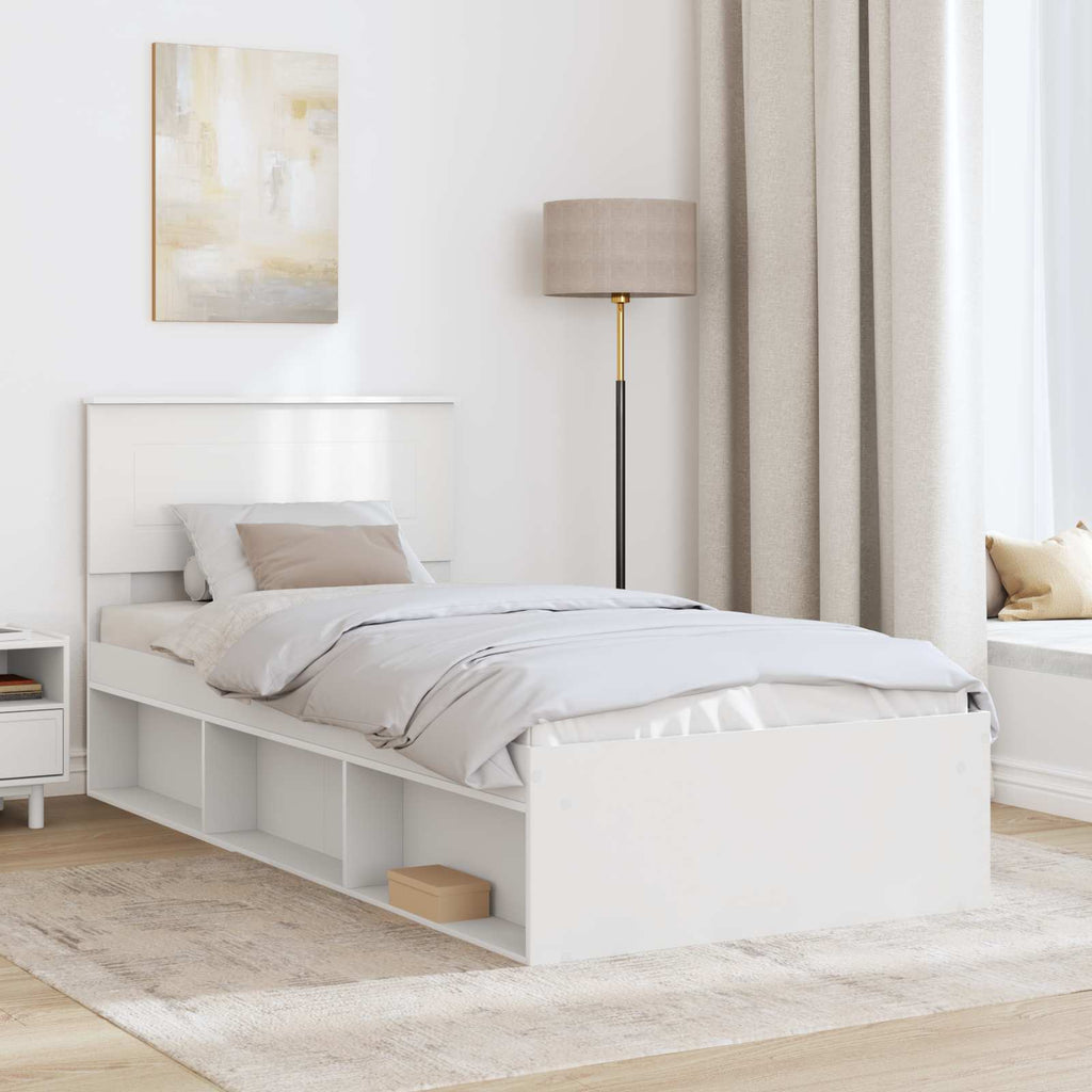 vidaXL Ramka łóżka Biały 75 x 190 cm Materiał drewnopochodny