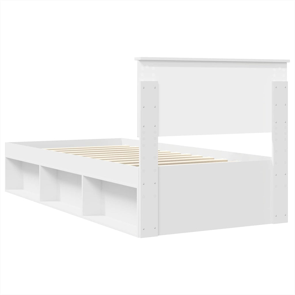 vidaXL Ramka łóżka Biały 75 x 190 cm Materiał drewnopochodny