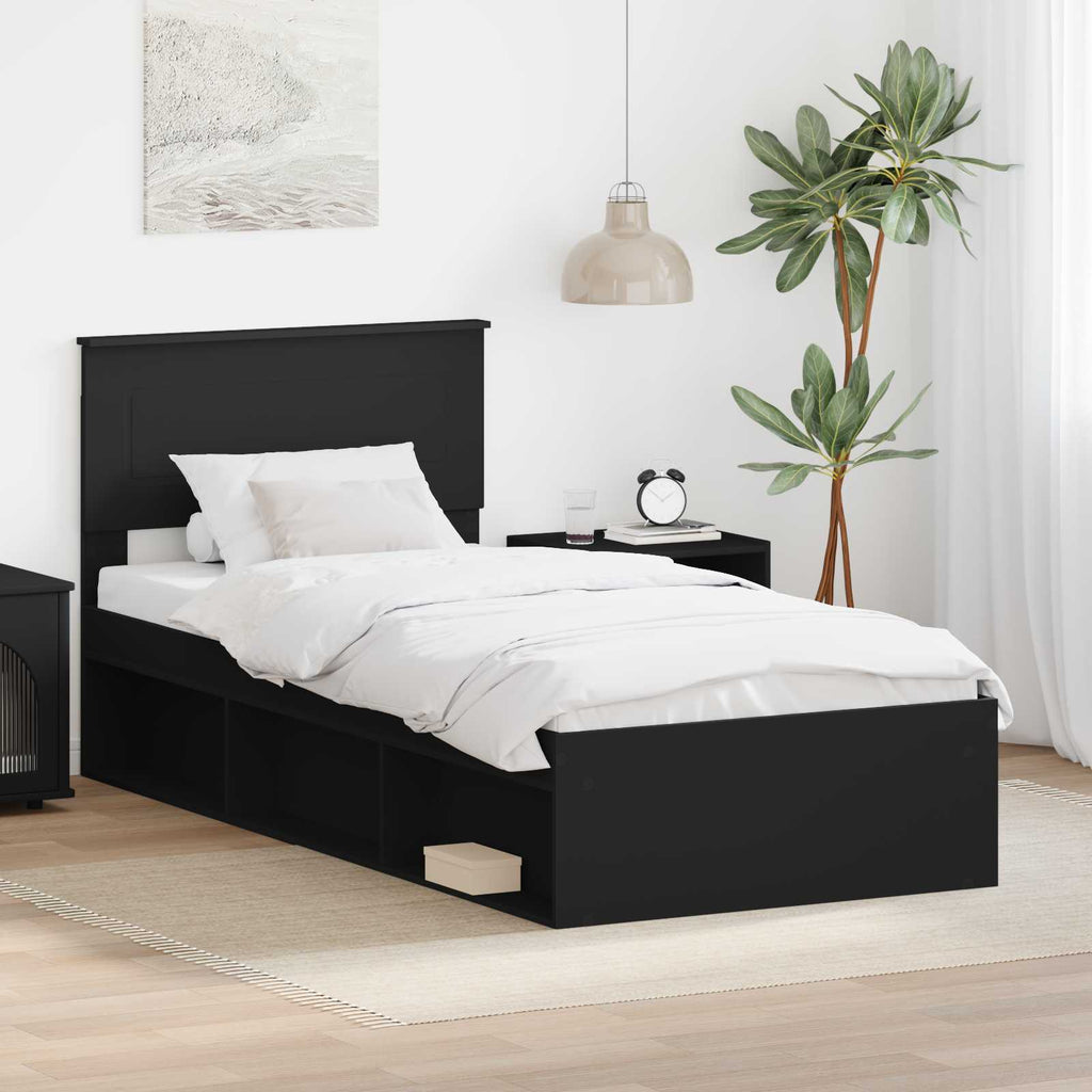 vidaXL Ramka łóżka Czarny 75 x 190 cm Materiał drewnopochodny