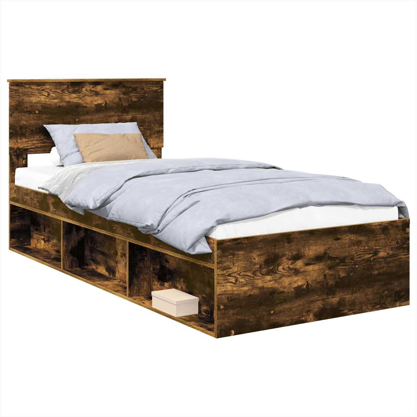 vidaXL Ramka łóżka Dąb wędzony 75 x 190 cm Materiał drewnopochodny