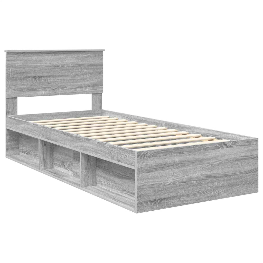 vidaXL Ramka łóżka Szary Sonoma 75 x 190 cm Materiał drewnopochodny