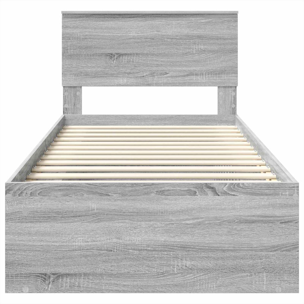 vidaXL Ramka łóżka Szary Sonoma 75 x 190 cm Materiał drewnopochodny
