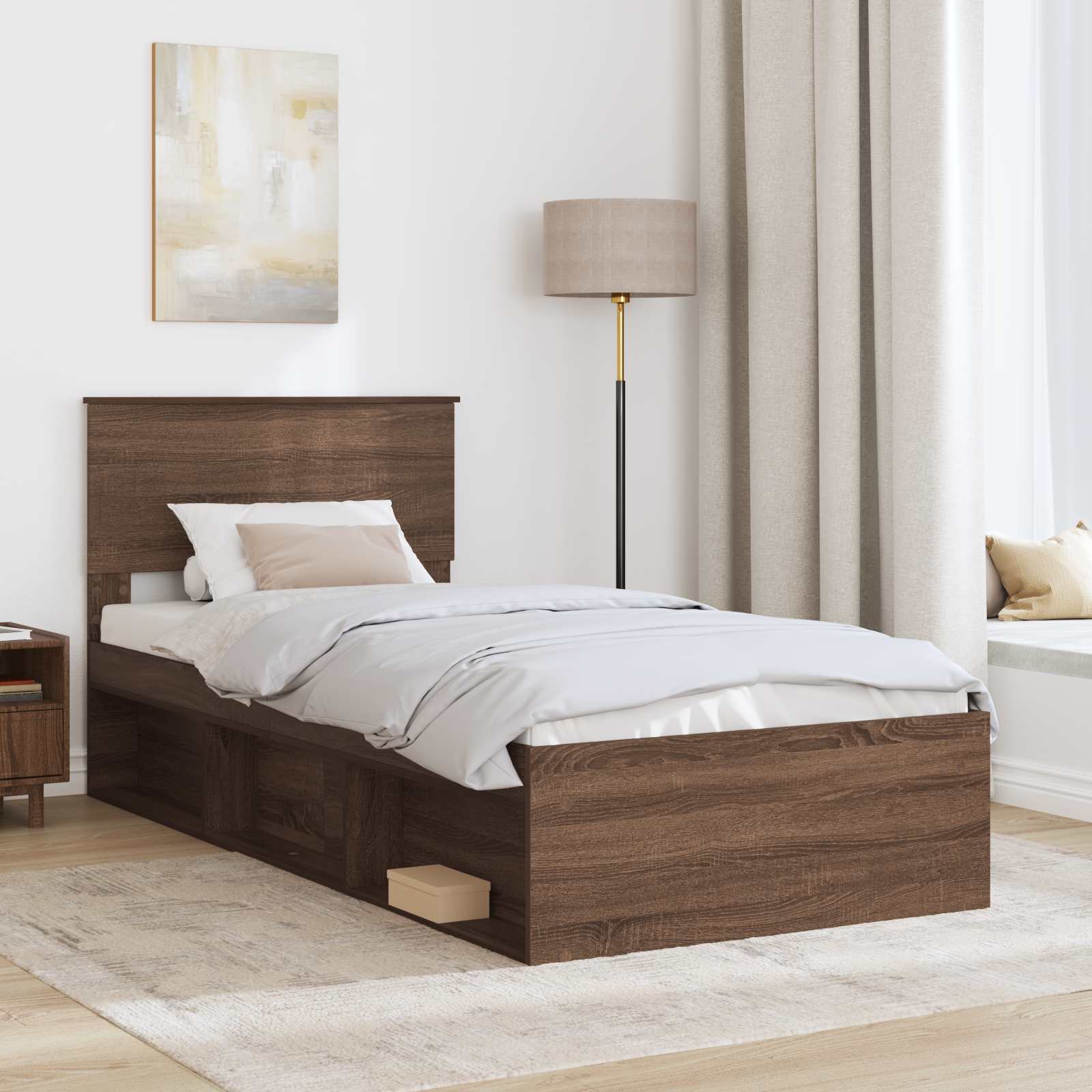 vidaXL Ramka łóżka Brązowy dąb 75 x 190 cm Materiał drewnopochodny
