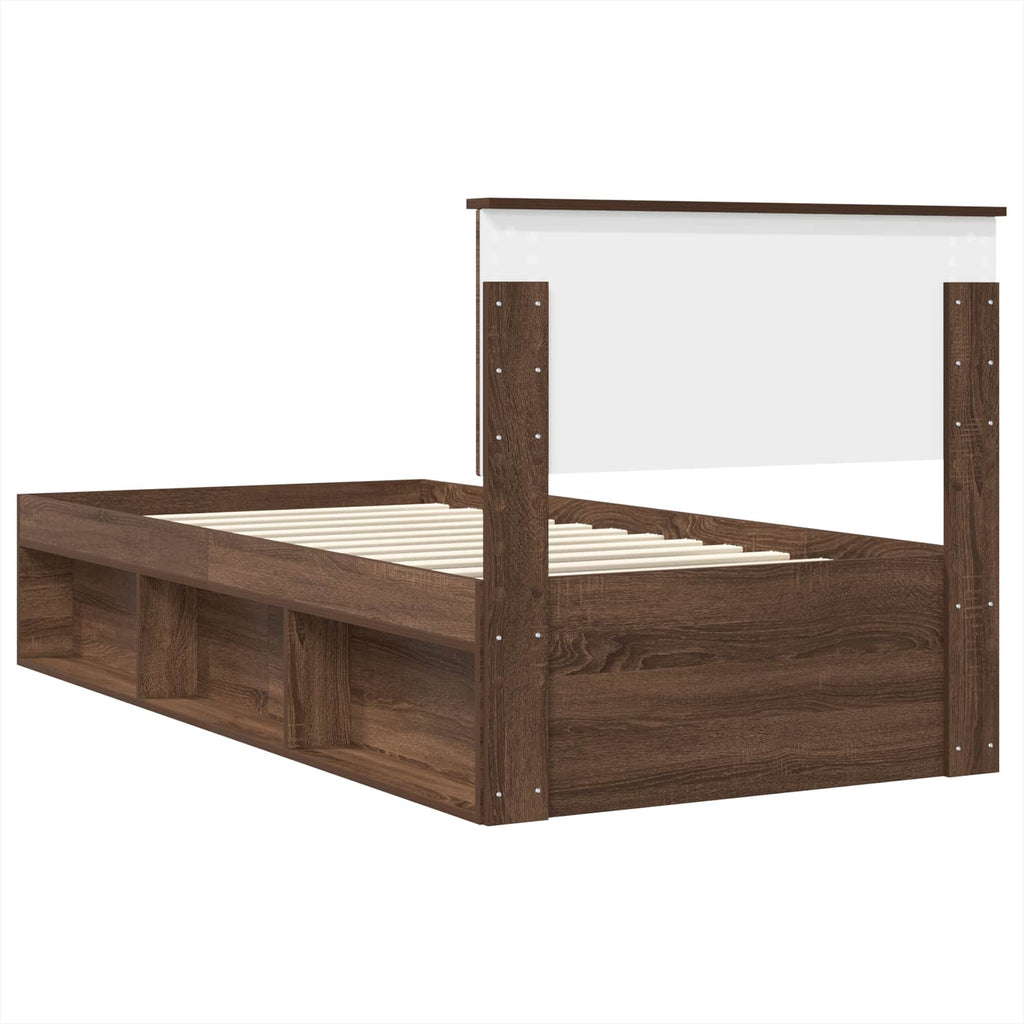vidaXL Ramka łóżka Brązowy dąb 75 x 190 cm Materiał drewnopochodny