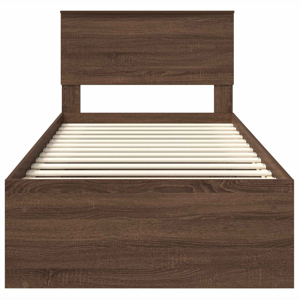 vidaXL Ramka łóżka Brązowy dąb 75 x 190 cm Materiał drewnopochodny