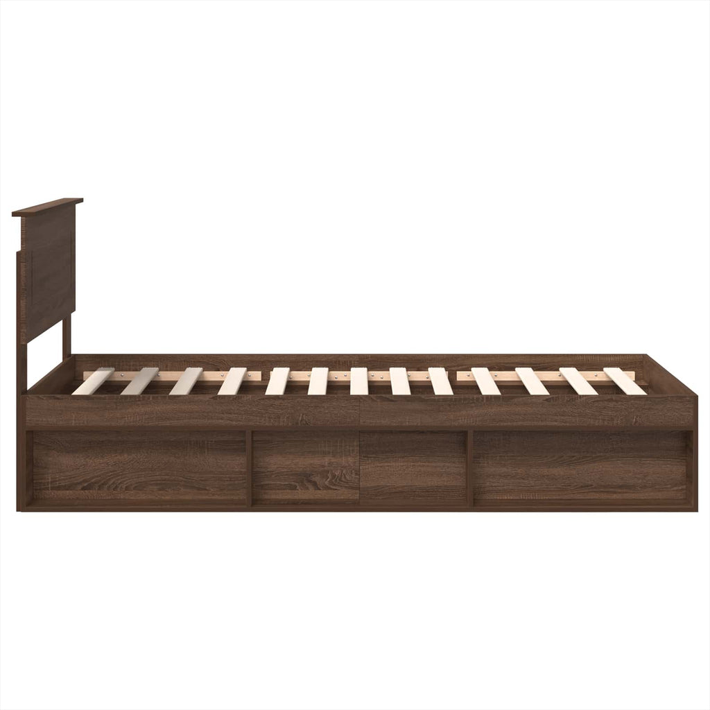 vidaXL Ramka łóżka Brązowy dąb 75 x 190 cm Materiał drewnopochodny