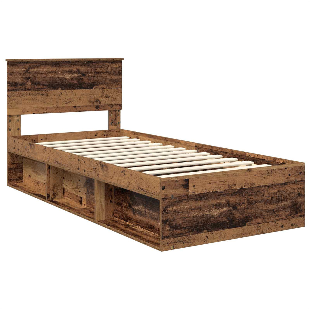 vidaXL Ramka łóżka Stare drewno 75 x 190 cm Materiał drewnopochodny
