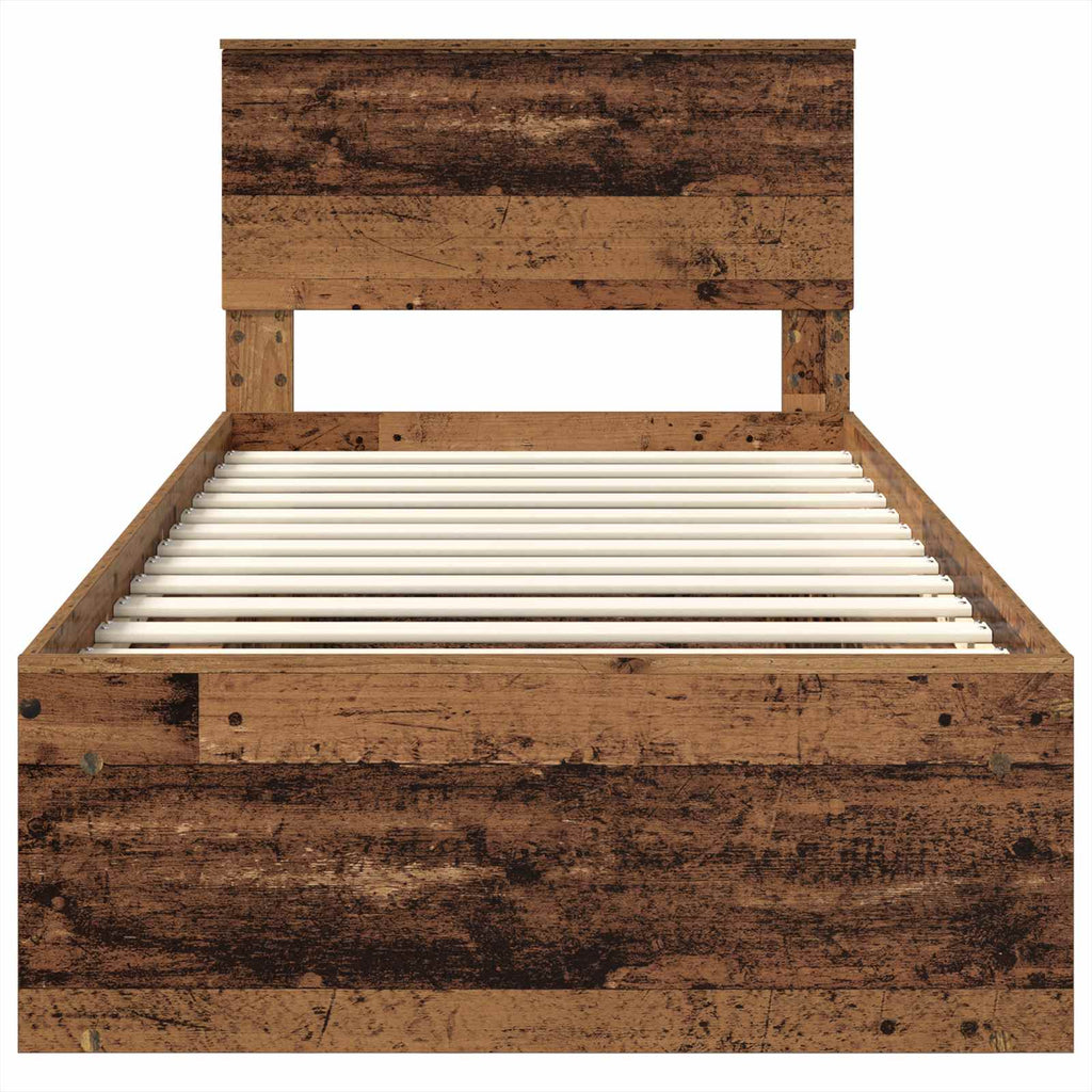 vidaXL Ramka łóżka Stare drewno 75 x 190 cm Materiał drewnopochodny