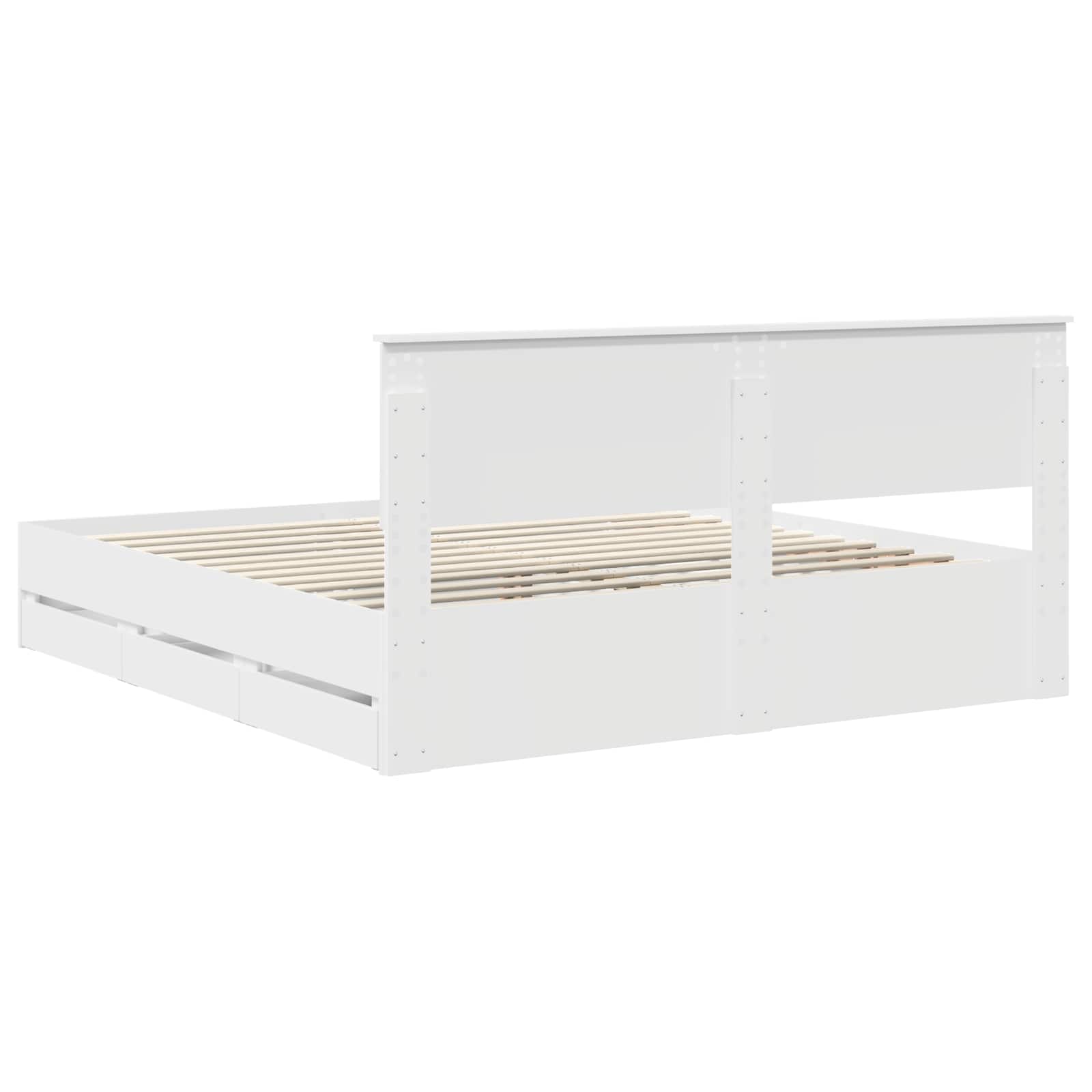 vidaXL Ramka łóżka z szufladą Biały 200 x 200 cm Drewno inżynieryjne