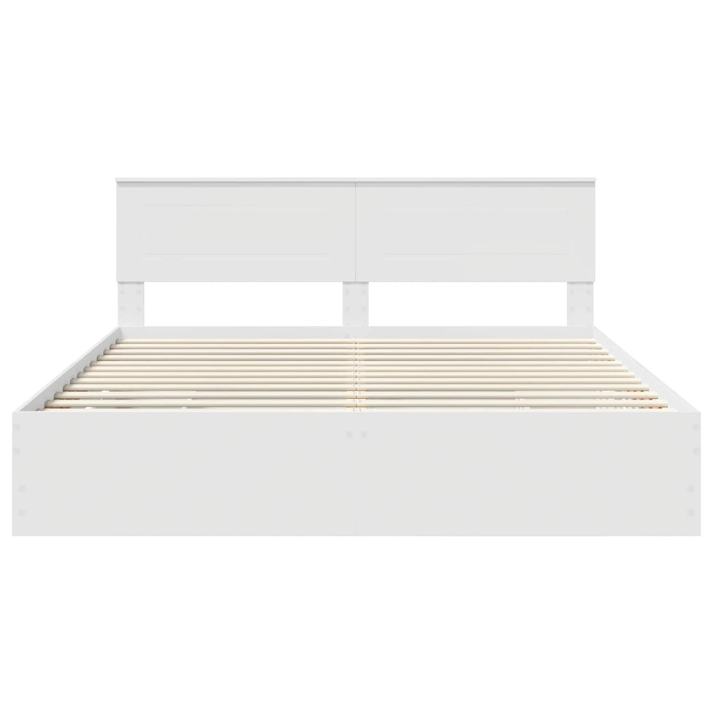 vidaXL Ramka łóżka z szufladą Biały 200 x 200 cm Drewno inżynieryjne
