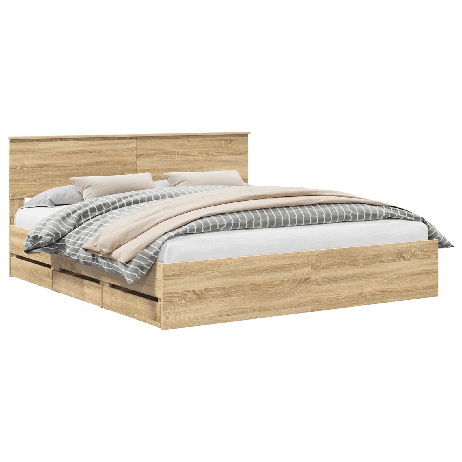 vidaXL Ramka łóżka Dąb Sonoma 200 x 200 cm Drewno inżynieryjne