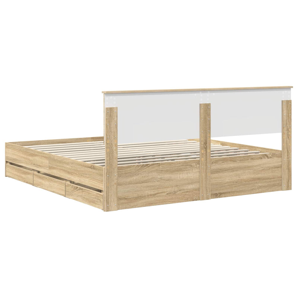 vidaXL Ramka łóżka Dąb Sonoma 200 x 200 cm Drewno inżynieryjne