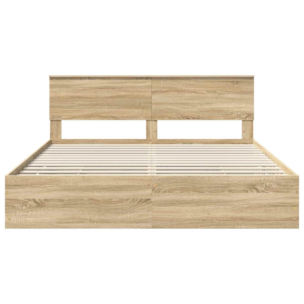 vidaXL Ramka łóżka Dąb Sonoma 200 x 200 cm Drewno inżynieryjne