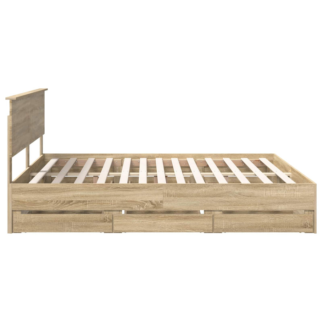 vidaXL Ramka łóżka Dąb Sonoma 200 x 200 cm Drewno inżynieryjne