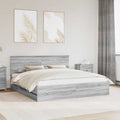 vidaXL Ramka łóżka Szary Sonoma 200 x 200 cm Drewno inżynieryjne