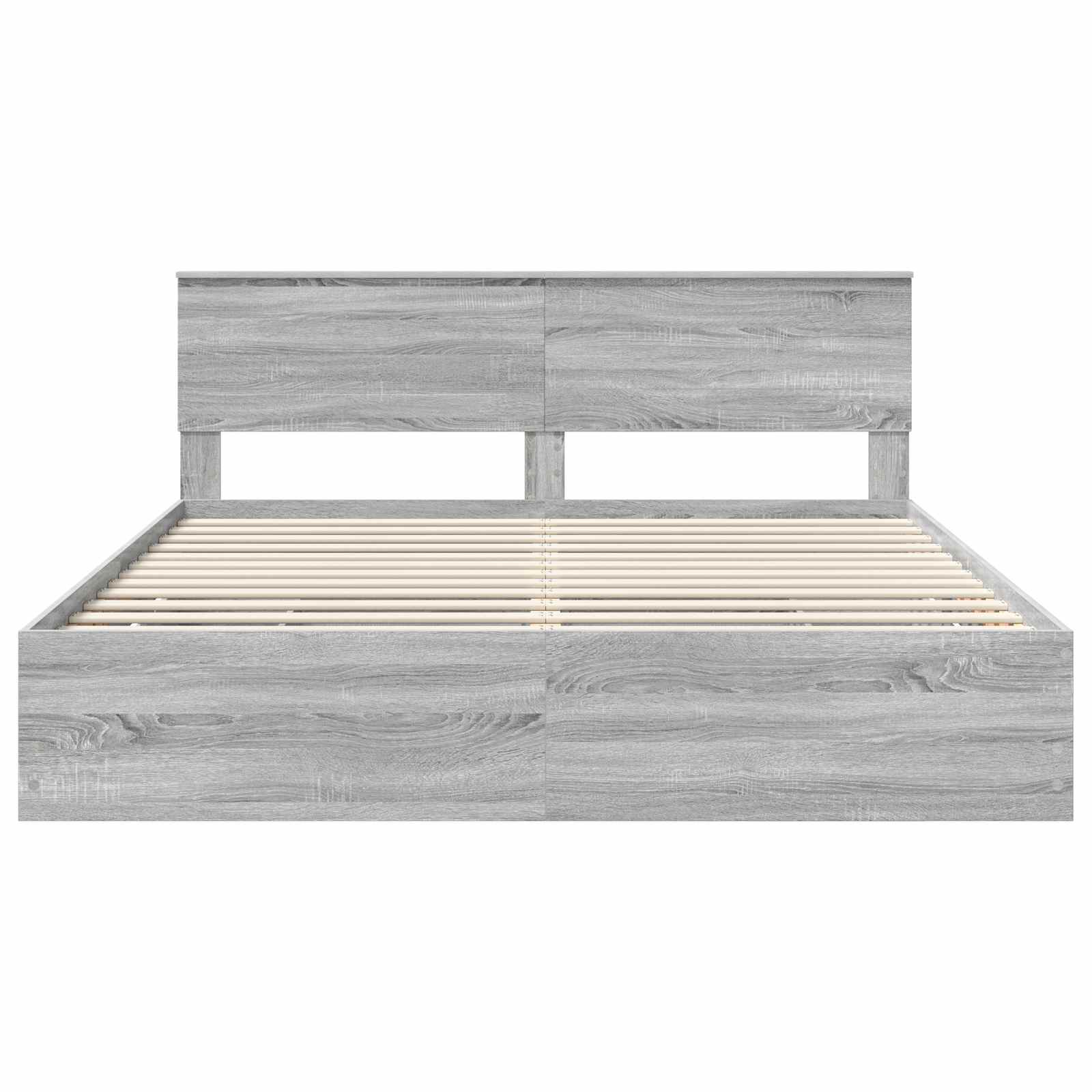 vidaXL Ramka łóżka Szary Sonoma 200 x 200 cm Drewno inżynieryjne