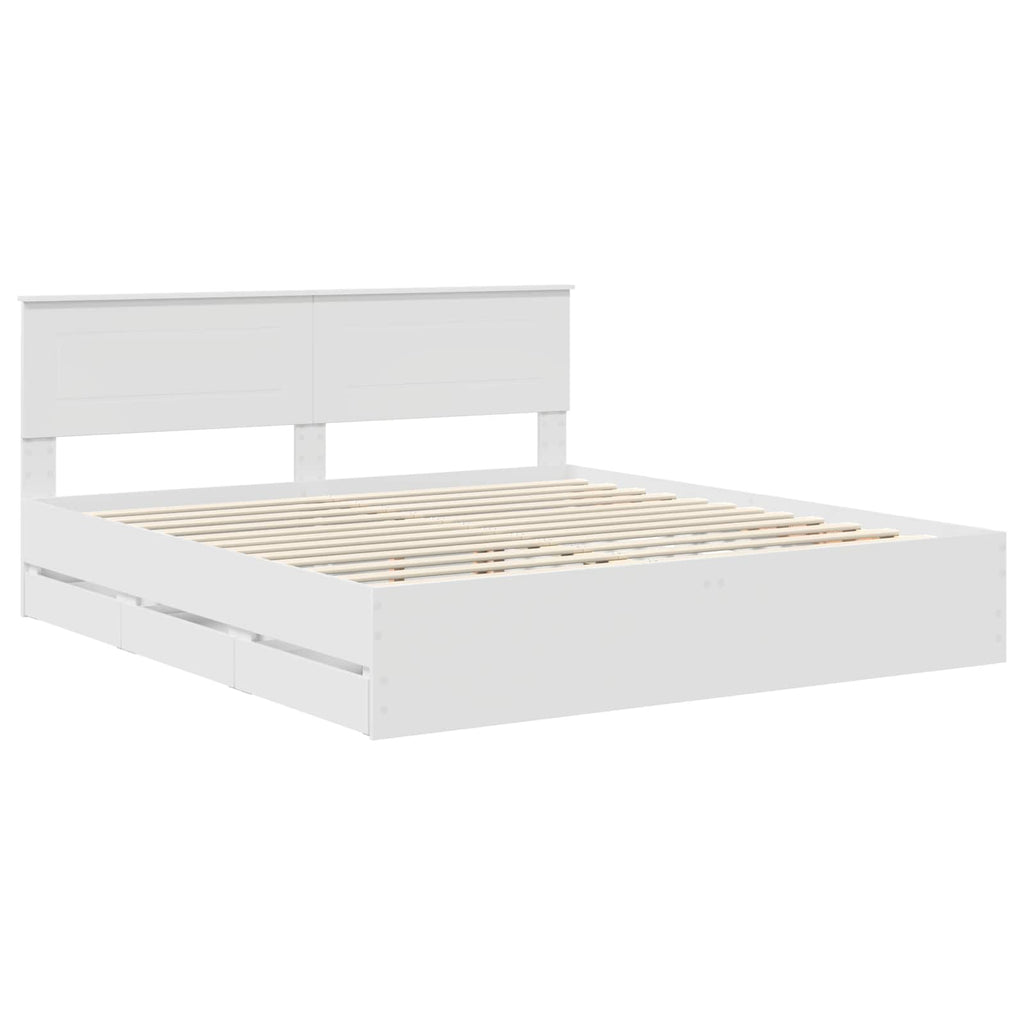 vidaXL Ramka łóżka z szufladą Biały 180 x 200 cm Drewno inżynieryjne