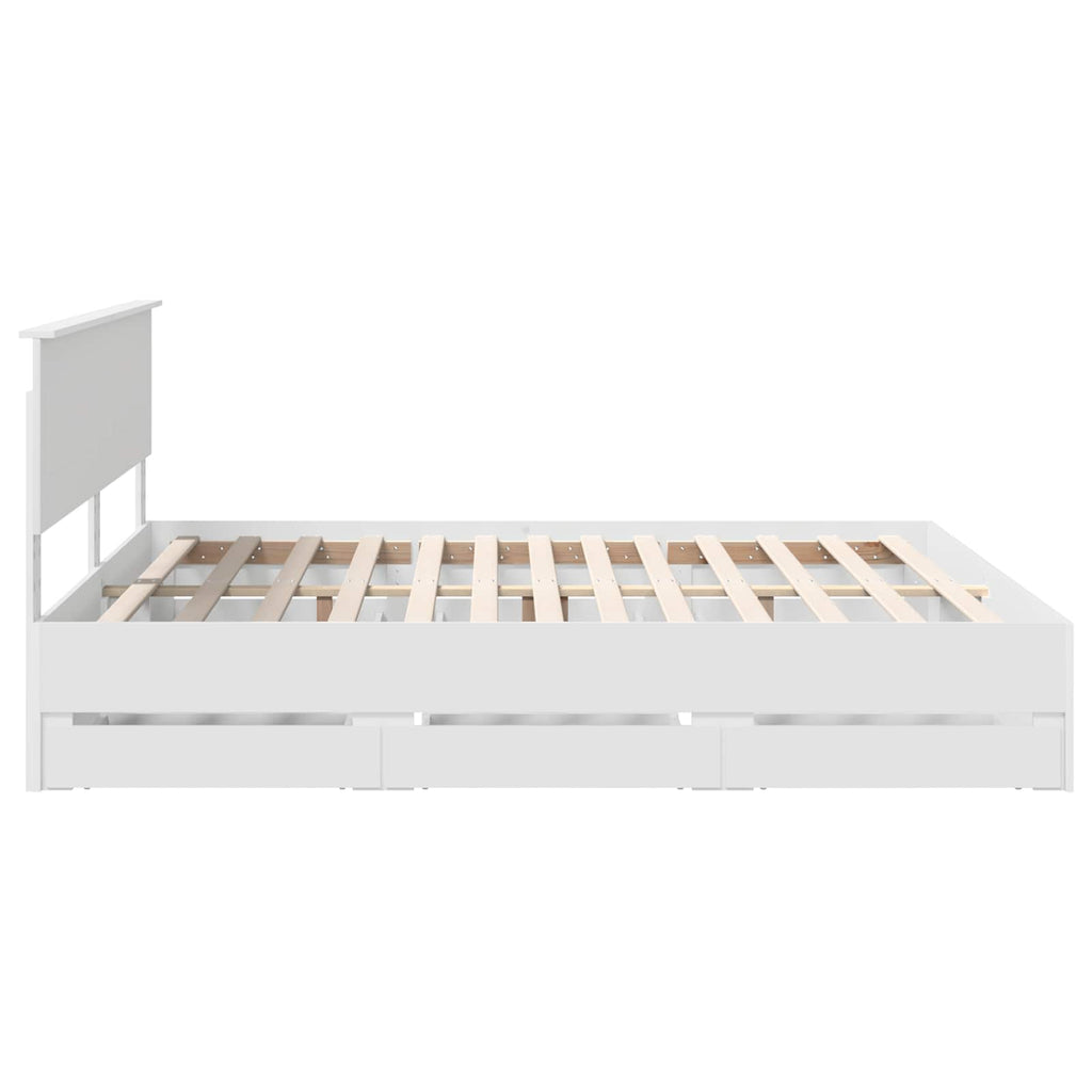 vidaXL Ramka łóżka z szufladą Biały 180 x 200 cm Drewno inżynieryjne