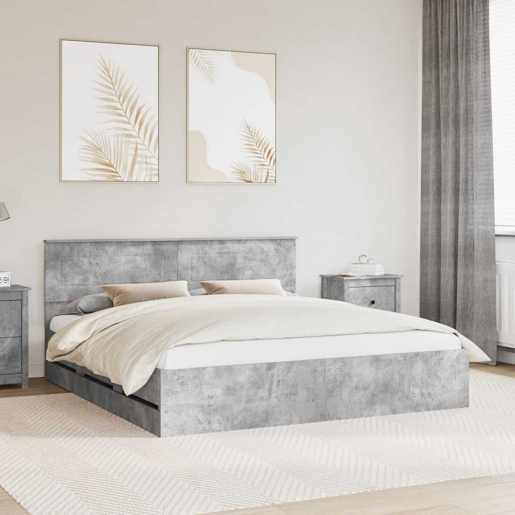 vidaXL Ramka łóżka Betonowy szary 180 x 200 cm Drewno inżynieryjne