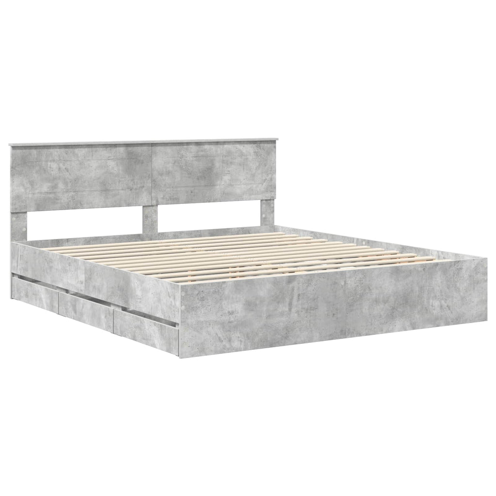 vidaXL Ramka łóżka Betonowy szary 180 x 200 cm Drewno inżynieryjne